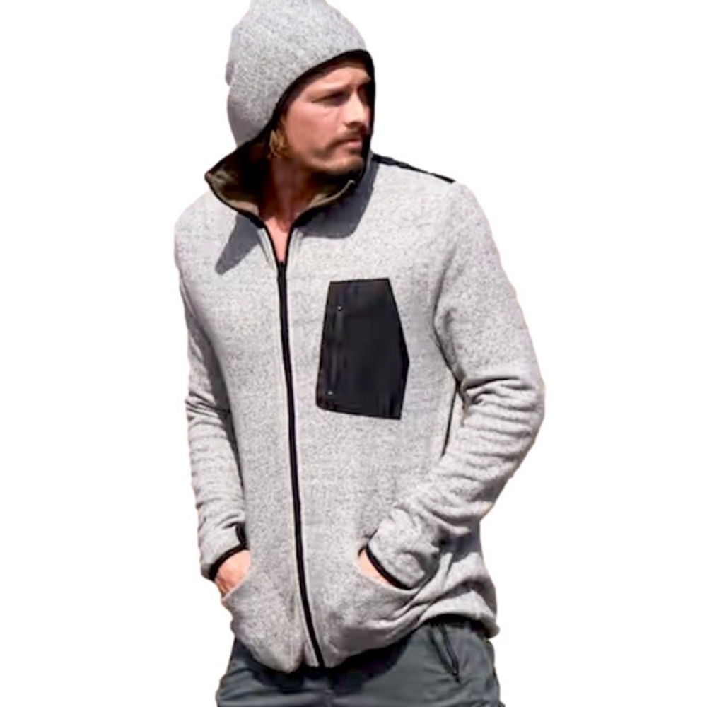 Coldsmoke Avani Zip-Up Heathered Light Gray Cotton Performance Jacket Me…